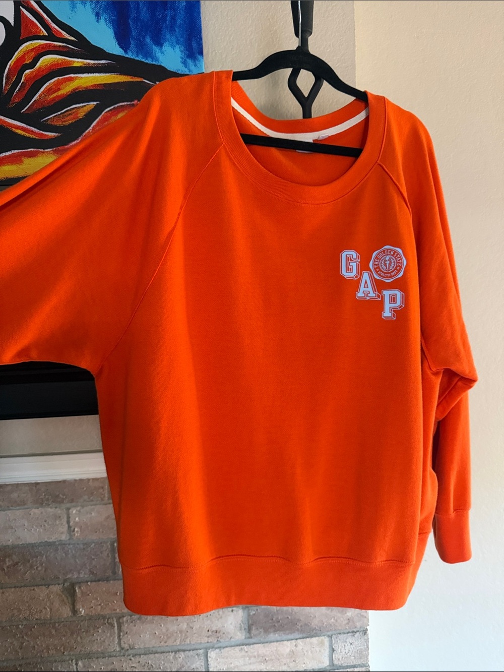 GAP Women's Bright Orange Crewneck Sweatshirt with Logo